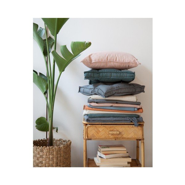 Svetloružový vankúš s prímesou ľanu Surdic Square, 37 x 37 cm-image-3