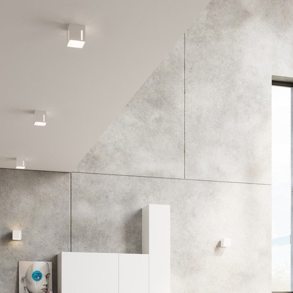 Biele stropné svietidlo s kovovým tienidlom 10x10 cm Pax – Sollux-image-3