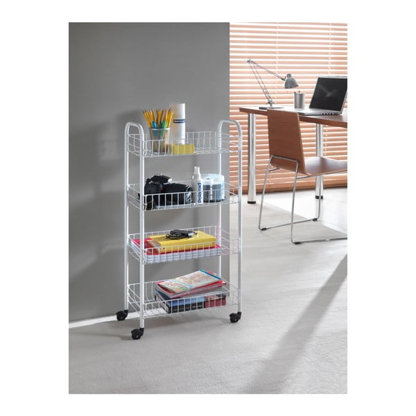 Biely kovový pojazdný regál 41x84 cm Pisa - Metaltex-image-4