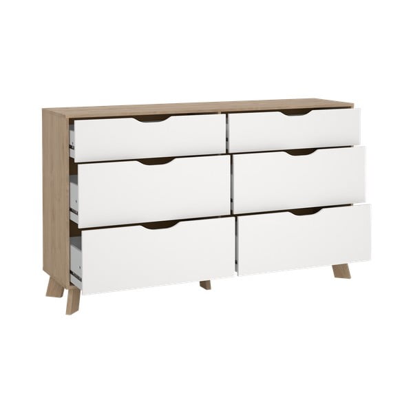 Biela/v prírodnej farbe komoda v dekore duba 156x92x40 cm Ikast – Tvilum-image-3