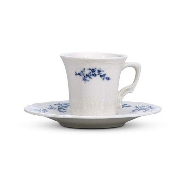 Biela/modrá porcelánová šálka na espresso 110 ml Retro – BonBistro-image-3
