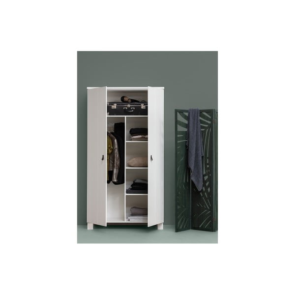 Biela šatníková skriňa z borovicového dreva 111x202 cm Ties – WOOOD-image-4