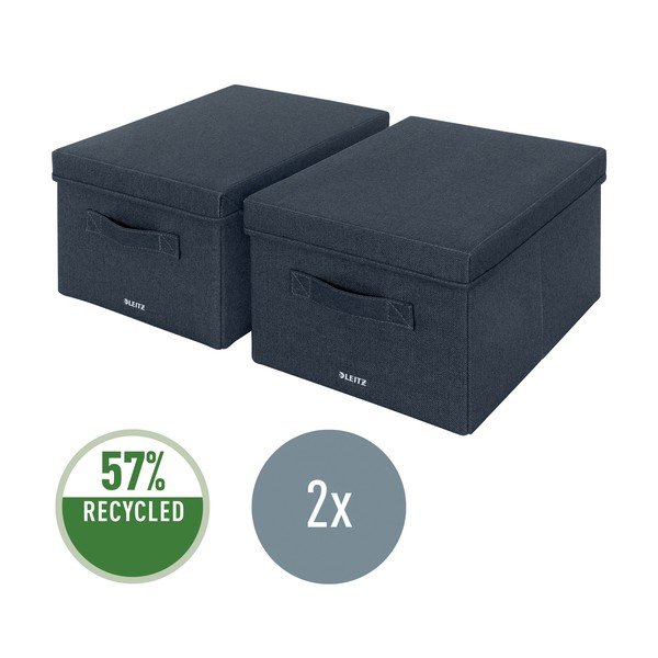 Tmavosivé látkové úložné boxy v súprave 2 ks s vekom 28.5x38x20 cm – Leitz-image-4