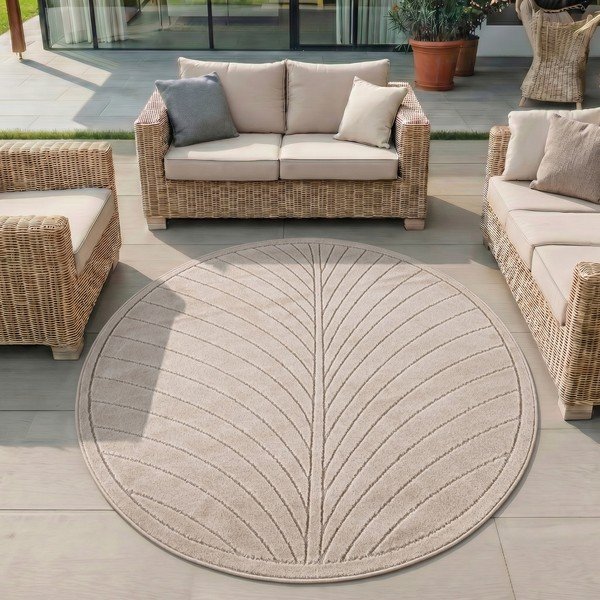 Béžový okrúhly vnútorný a vonkajší koberec ø 80 cm Nova 1204 – Ayyildiz Carpets-image-1
