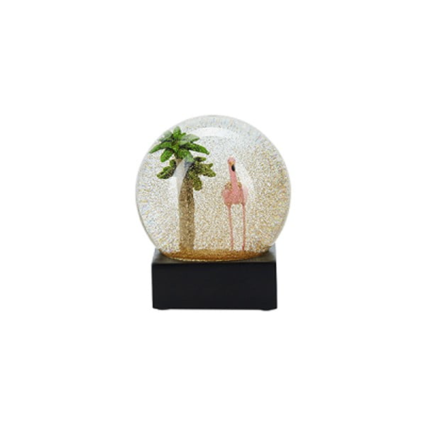 Snežítko s trblietkami v zlatej farbe s LED osvetlením Miss Étoile Flamingo