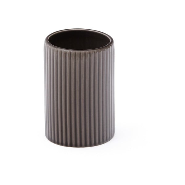 Tmavohnedý keramický téglik na zubné kefky Selime – Kave Home