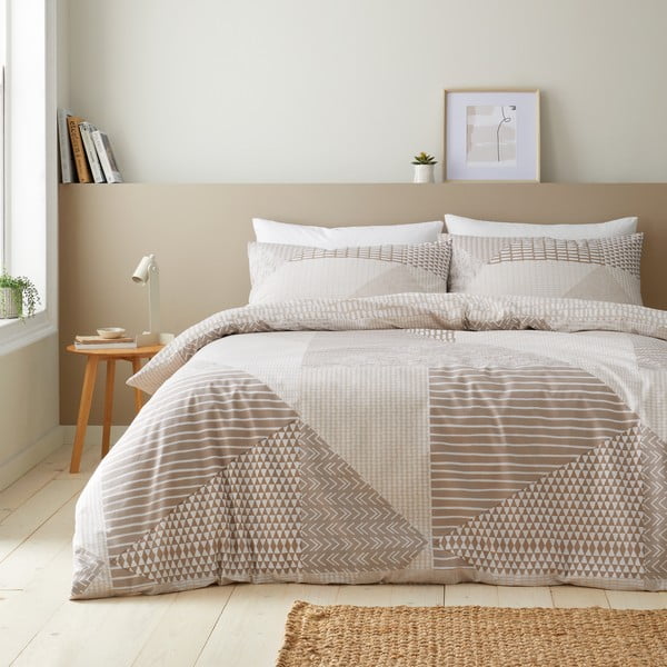 Béžové obliečky na dvojlôžko 200x200 cm Larsson Geo – Catherine Lansfield