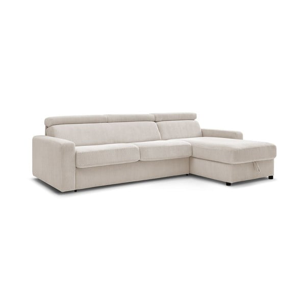 Krémová menčestrová rozkladacia rohová pohovka (variabilná) Monaco – Bobochic Paris-image-4