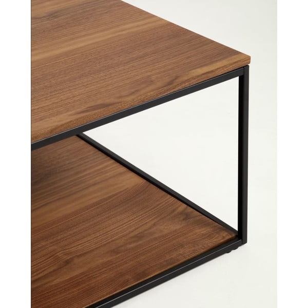 Hnedý konferenčný stolík s doskou v dekore orechového dreva 80x80 cm Yona - Kave Home-image-3