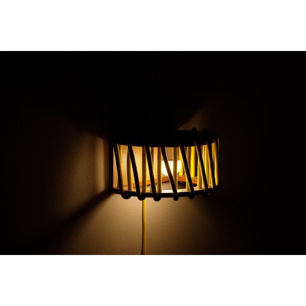 Žltá nástenná lampa s drevenou konštrukciou EMKO Macaron, dĺžka 30 cm-image-4