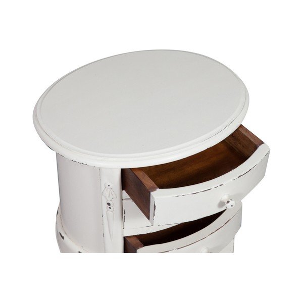 Príručný biely stolík z mahagónového dreva so zásuvkami Crido Consulting Biscottini Oval-image-3