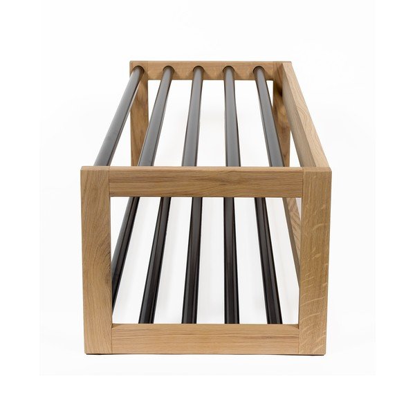 Čierna/prírodná kovová polica na topánky – Woodman-image-4