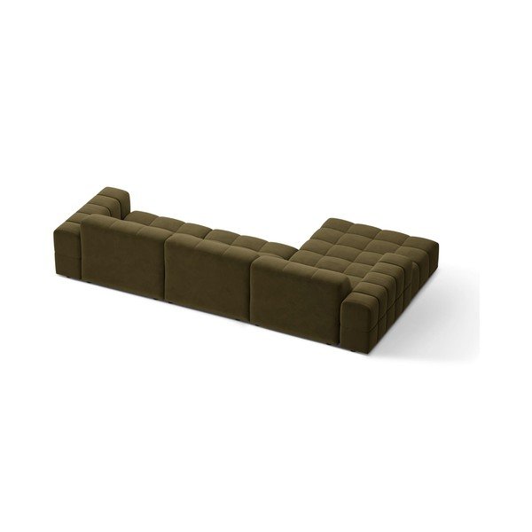 Khaki zamatová rohová pohovka (ľavý roh/s leňoškou) Chicago – Cosmopolitan Design-image-2