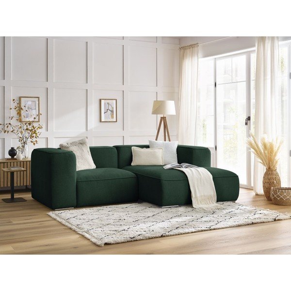 Tmavozelená rohová pohovka z textílie buklé (pravý roh) Zephyr – Bobochic Paris-image-1