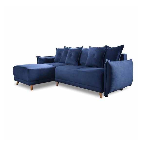 Tmavomodrá menčestrová rozkladacia rohová pohovka (variabilná) Lazy Lukka – Miuform