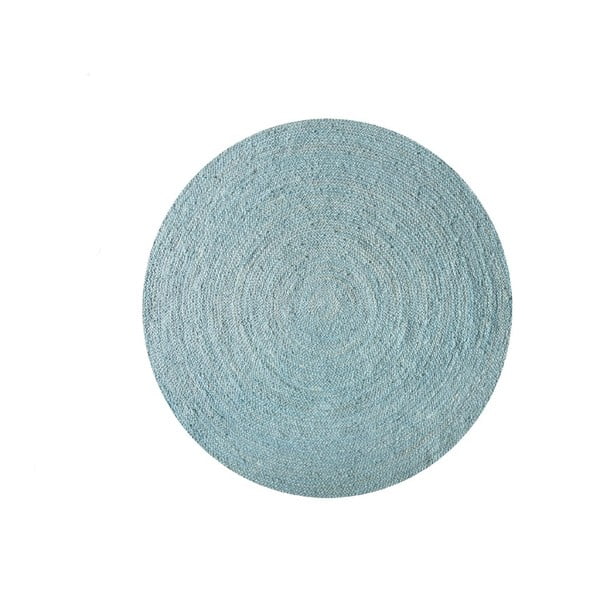 Koberec z juty Linen Rug Circle Blue Wave, ⌀ 140 cm