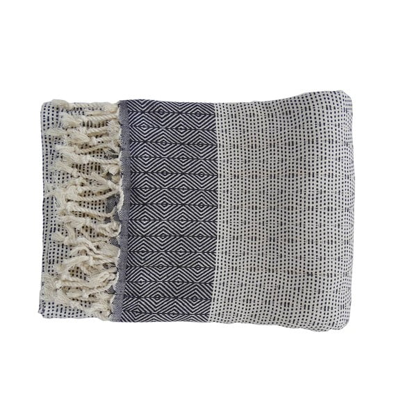 Modrá ručne tkaná osuška z prémiovej bavlny Nefes, 100 × 180 cm