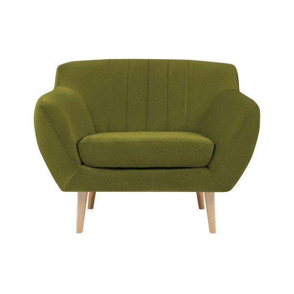 Zelené zamatové kreslo Mazzini Sofas Sardaigne