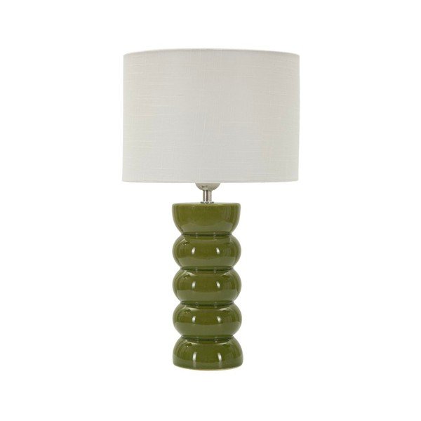 Biela/zelená keramická stolová lampa s textilným tienidlom (výška  46 cm) Torr – Mauro Ferretti