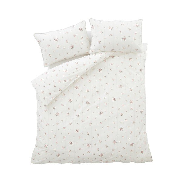 Krémovobiele obliečky na jednolôžko z bavlneného perkálu 135x200 cm Vintage Rosebud Lace – Bianca