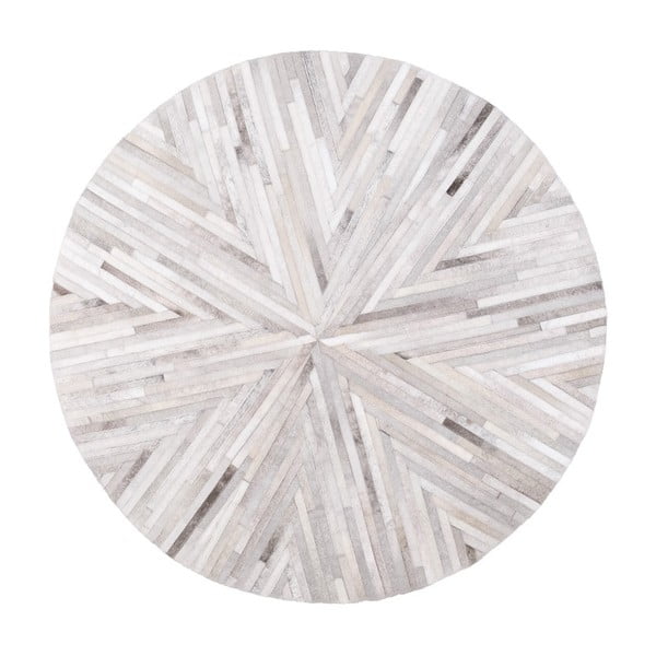 Sivý koberec z hovädzej kože Arctic Fur Patchwork Rug Star, ⌀ 150 cm
