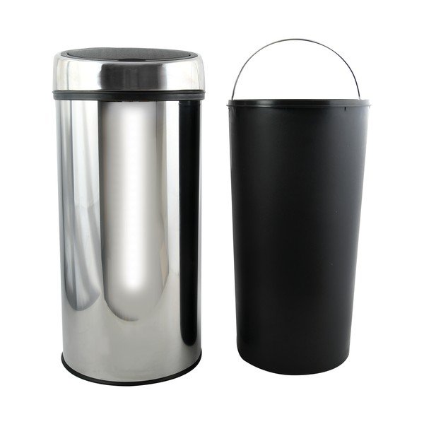 Dotykový oceľový odpadkový kôš v lesklo striebornej farbe 30 l – MSV-image-2