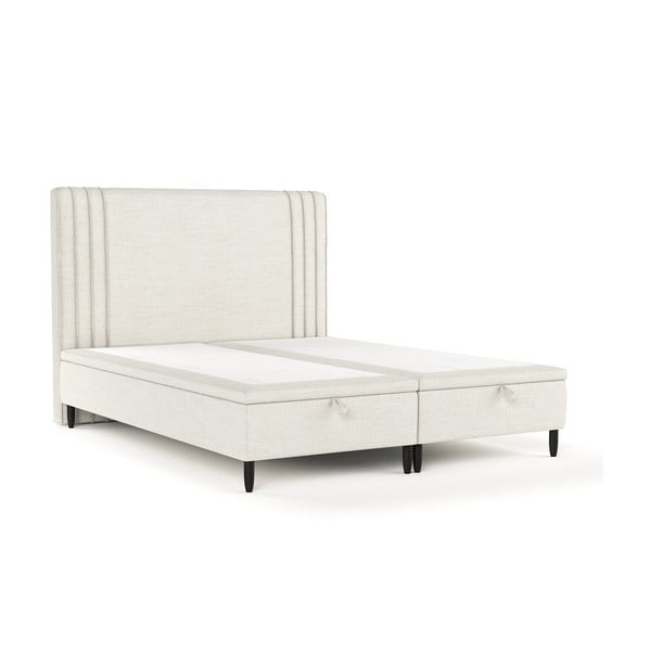 Béžová čalúnená dvojlôžková posteľ s úložným priestorom 200x200 cm Musca – Maison de Rêve