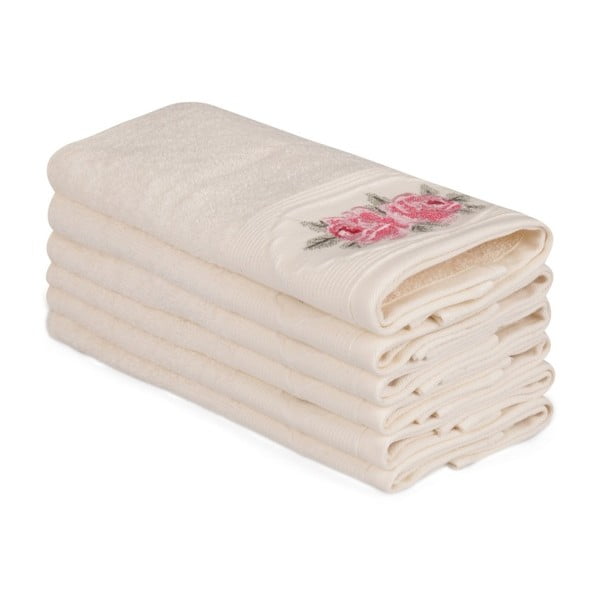 Sada 6 béžových bavlnených uterákov Nakis Gul, 30 × 50 cm