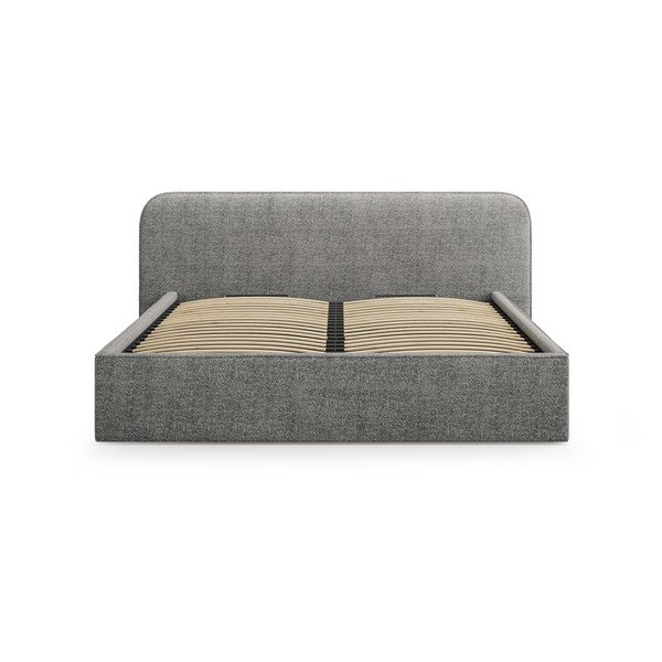 Tmavosivá čalúnená dvojlôžková posteľ s úložným priestorom s roštom 160x200 cm Elizabeth – Micadoni-image-4