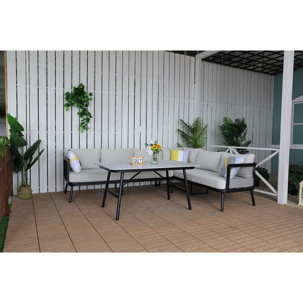 Sivá hliníková záhradná lounge súprava pre 5 Edinburgh – Rojaplast-image-1
