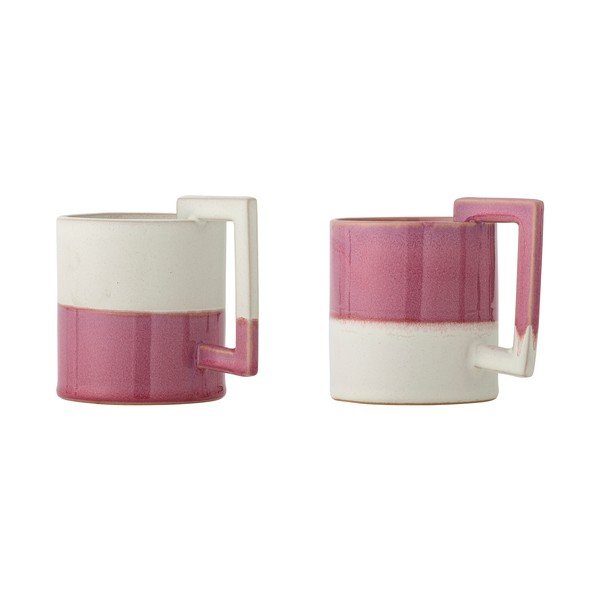Ružové/krémovobiele kameninové hrnčeky v súprave 2 ks 375 ml Ranya – Bloomingville-image-2