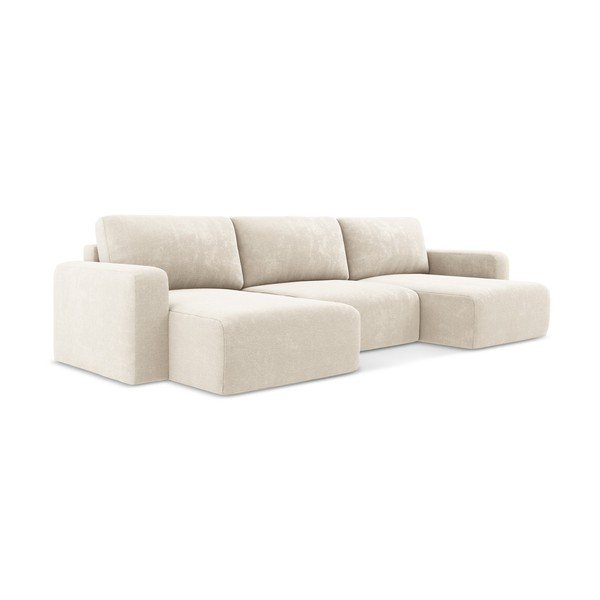 Krémová ženilková rozkladacia/s úložným priestorom rohová pohovka (do tvaru "U") Kona – Makamii-image-2