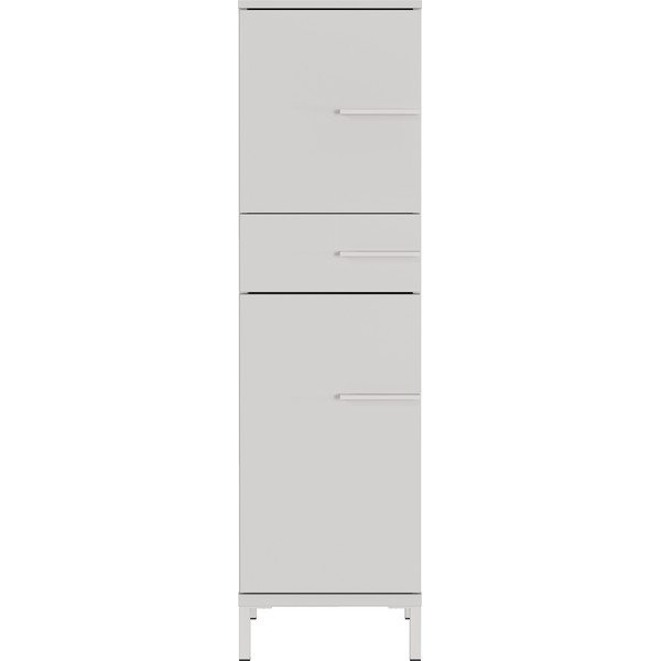 Krémovobiela matná vysoká/úzka kúpeľňová skrinka 34x123 cm Laurino – Germania-image-3