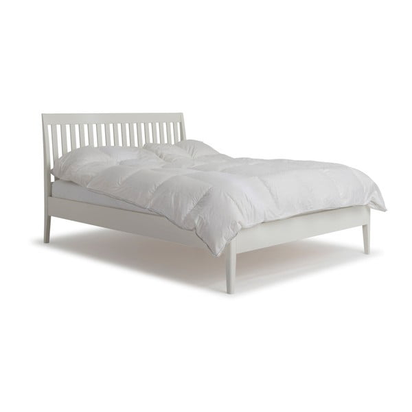 Biela ručne vyrábaná dvojlôžková posteľ z masívneho brezového dreva Kiteen Matinea, 160 × 200 cm