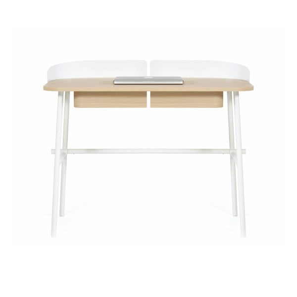 Biely pracovný stôl z dubového dreva HARTÔ Victor, 100 × 60 cm