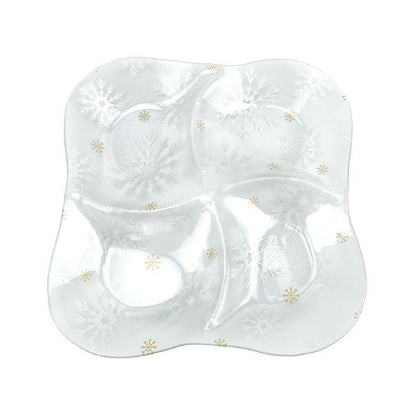 Servírovací sklenený tanier s vianočným motívom ø 28,5 cm Frosty Flakes – Dakls