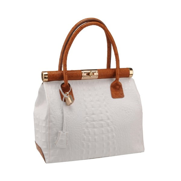 Hnedo-biela kožená kabelka Florence Bags Abete