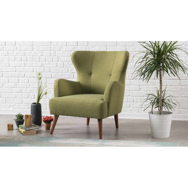 Olivovozelené kreslo ušiak Balcab Home Jane-image-1