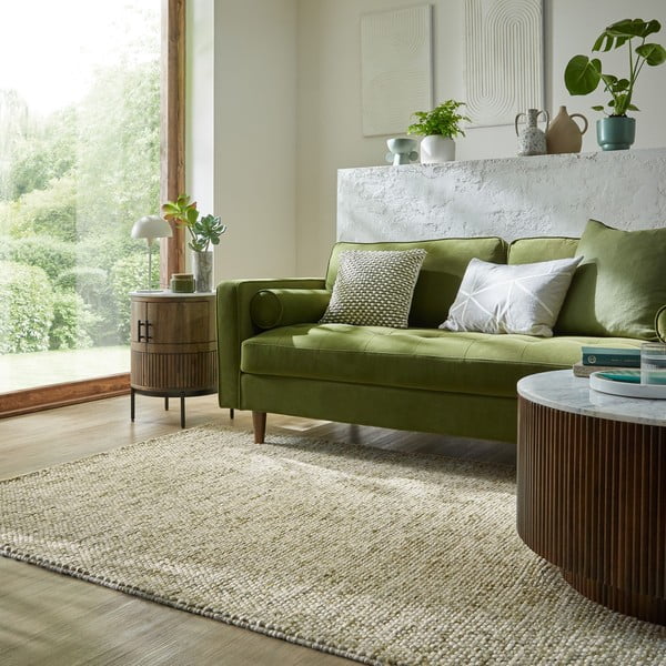 Kaki ručne tkaný koberec s prímesou vlny 160x230 cm Minerals – Flair Rugs-image-1