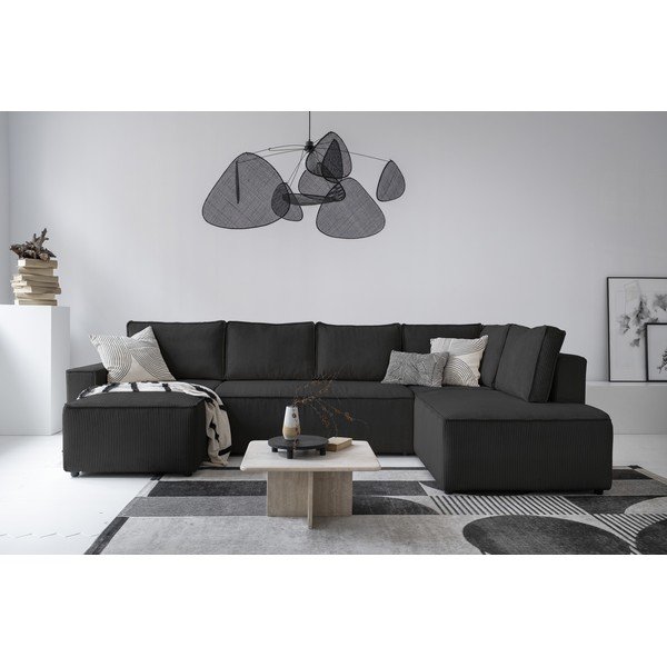 Antracitovosivá menčestrová rozkladacia rohová pohovka (pravý roh/do tvaru "U") Brave Dave – Miuform-image-3