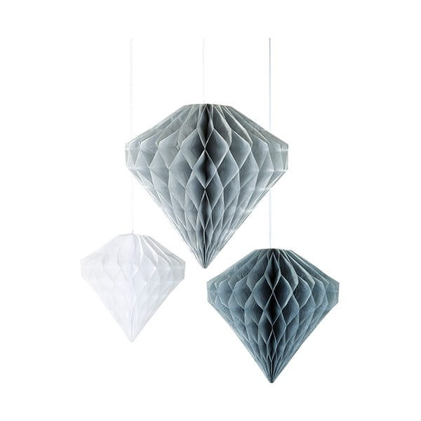 Sada 3 papierových závesných dekorácií Talking Tables Diamond Honeycombs