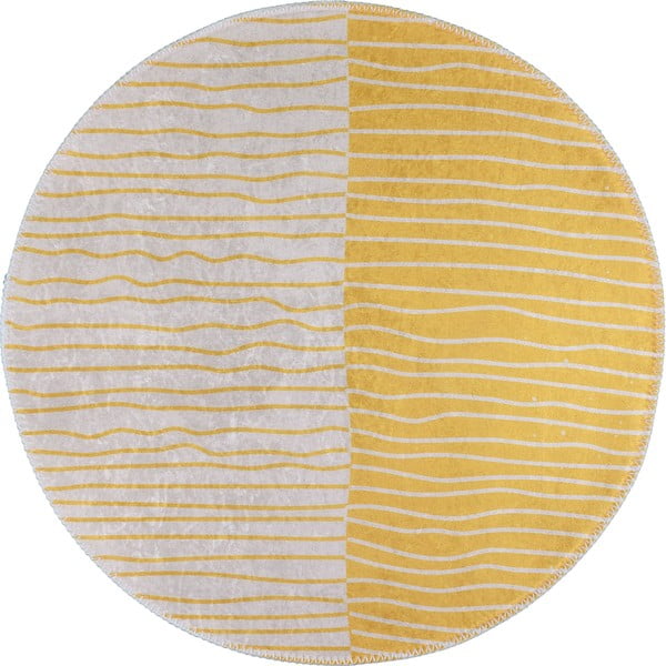 Umývateľný okrúhly koberec v žlto-krémovej farbe ø 120 cm Yuvarlak – Vitaus