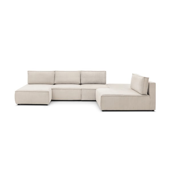 Krémovobiela menčestrová rohová pohovka (variabilná) Nihad modular – Bobochic Paris-image-3