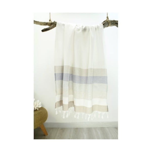 Svetlá osuška z čistej bavlny Hammam Strip Style, 90 x 180 cm
