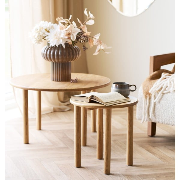 Okrúhly konferenčný stolík z dubového dreva v prírodnej farbe ø 70 cm Jena – House Nordic-image-1