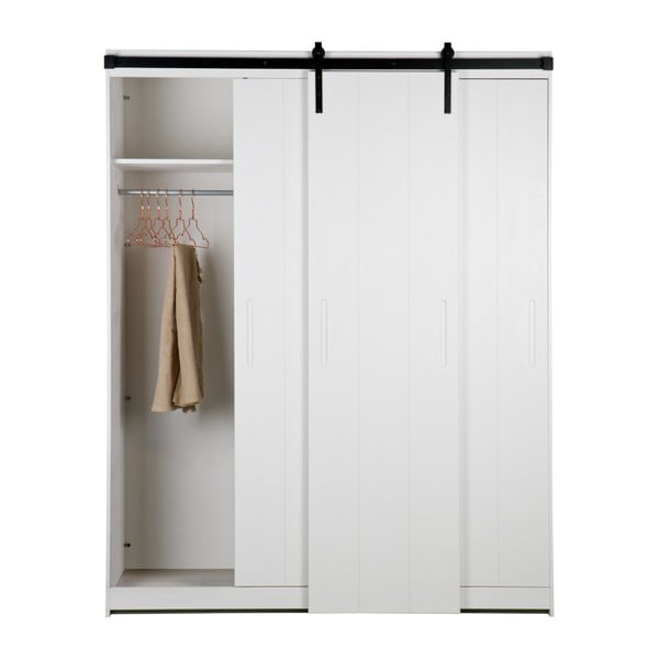 Biela konštrukcia skrine s posuvnými dvermi WOOOD Luuk-image-1