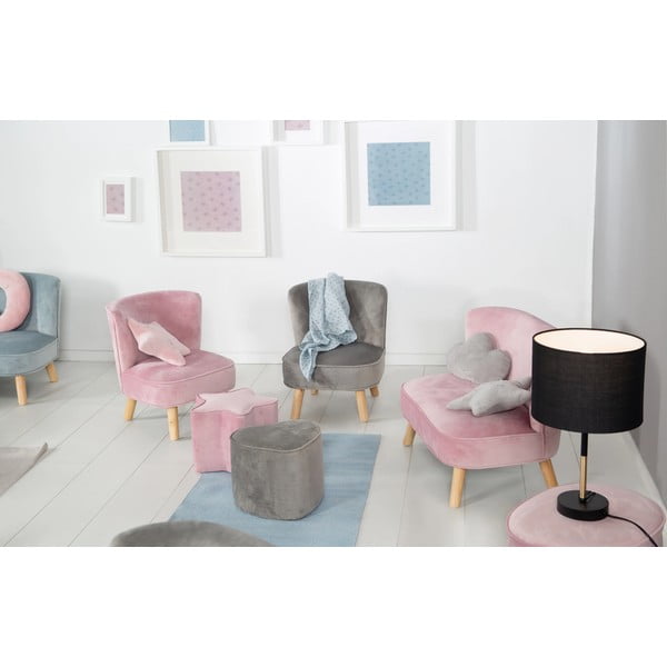 Svetlosivé zamatové detské kresielko Lil Sofa – Roba-image-2
