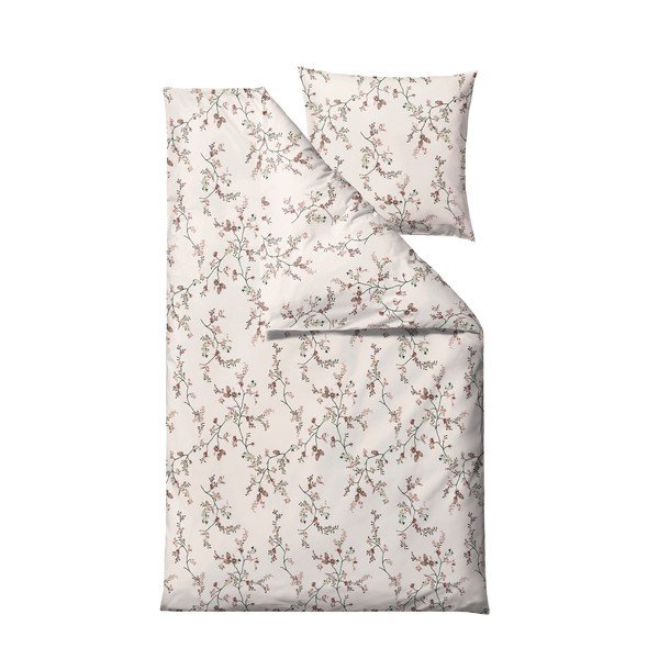 Béžové obliečky na jednolôžko z bavlneného saténu 140x200 cm Grace – Södahl