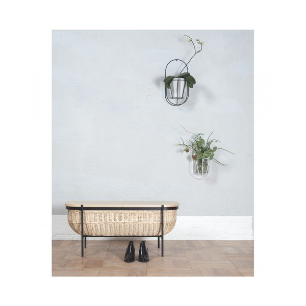 Prútená lavica s čiernou konštrukciou a úložným priestorom OK Design Willow-image-4