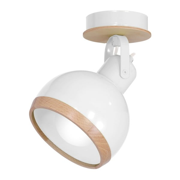 Biele nástenné svietidlo s drevenými detailmi Homemania Oval